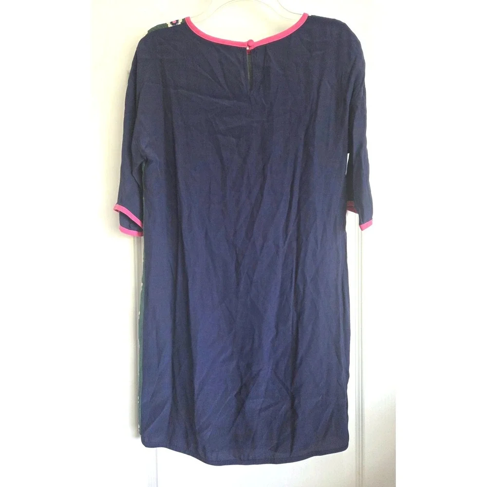 Boden Daisy Colorblock Tunic Dress Green Navy Pink Floral WH991 Womens 4R